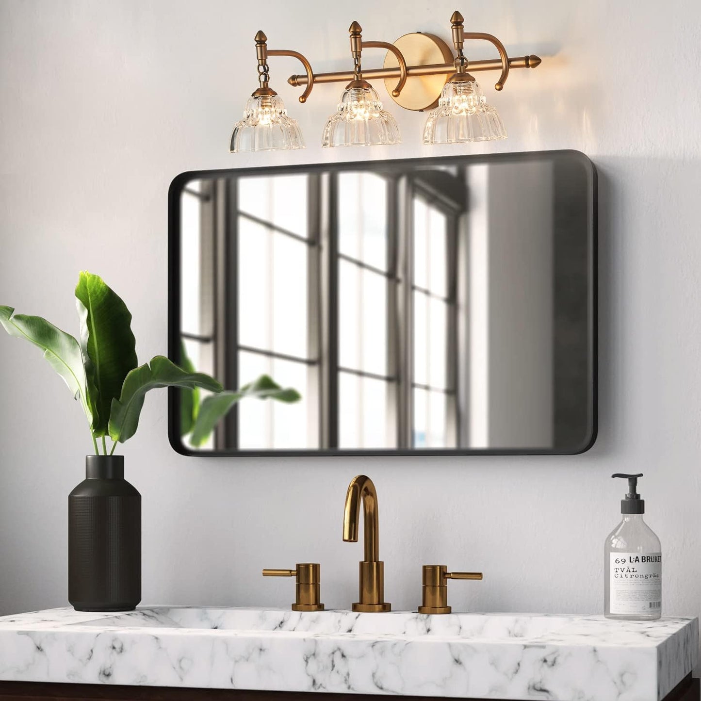 Modern Bathroom Vanity Lights - Matte Black Wall Sconces with Over-Mirror Light Fixture for Bathroom, Powder Room