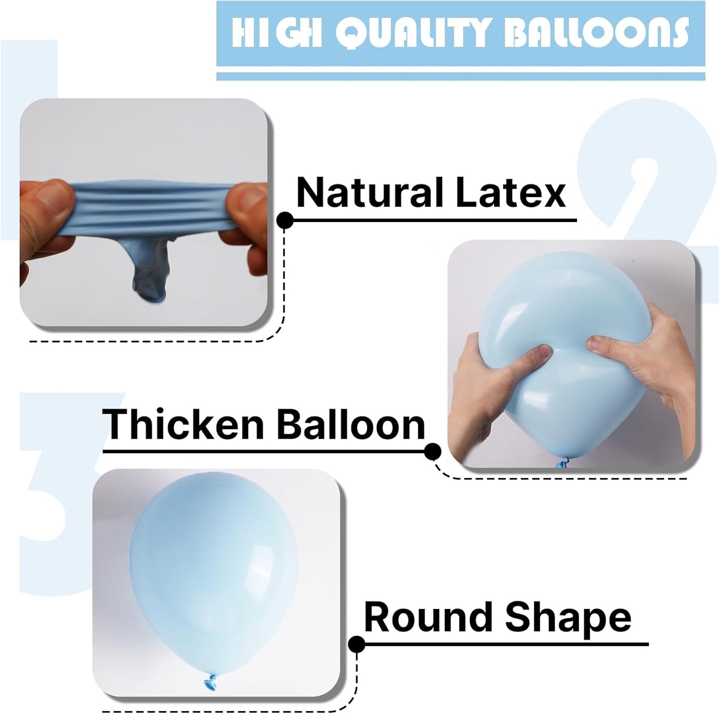 PartyWoo Baby Blue Balloons - 100pcs in 5-18 Inch Sizes | Perfect for Graduation & Baby Showers
