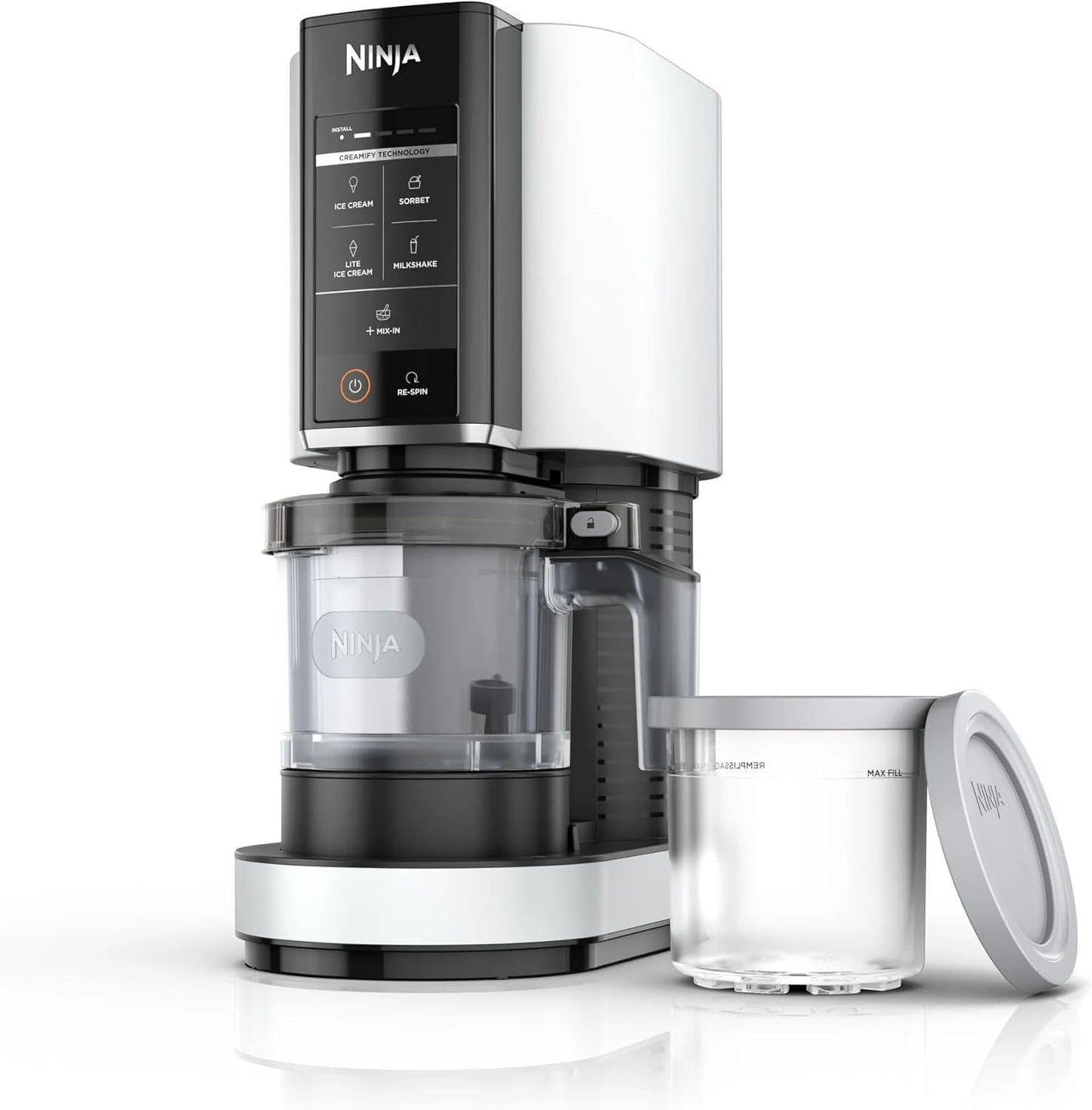 Ninja CREAMi Ice Cream Maker - 5 One-Touch Programs | Includes 2 Pints & Lids - White NC300