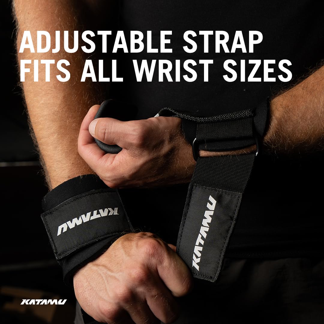Katamu | Weight Lifting Hooks (Pair), Heavy Duty Power Wrist Straps Hand Grip Support For Deadlifts, Pull Ups, Shrugs - Gym Gloves For Men and Women