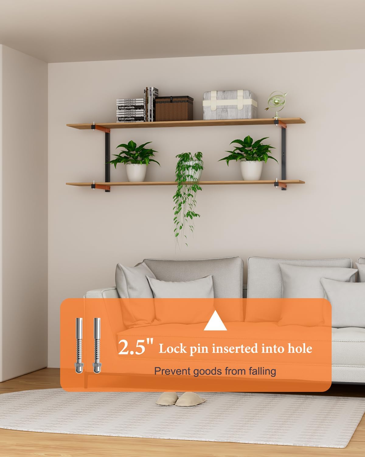 Skiennix Lumber Storage Rack - Heavy-Duty Wall-Mounted Organizer | Holds Up to 720 LBS | 4 Pack, Orange