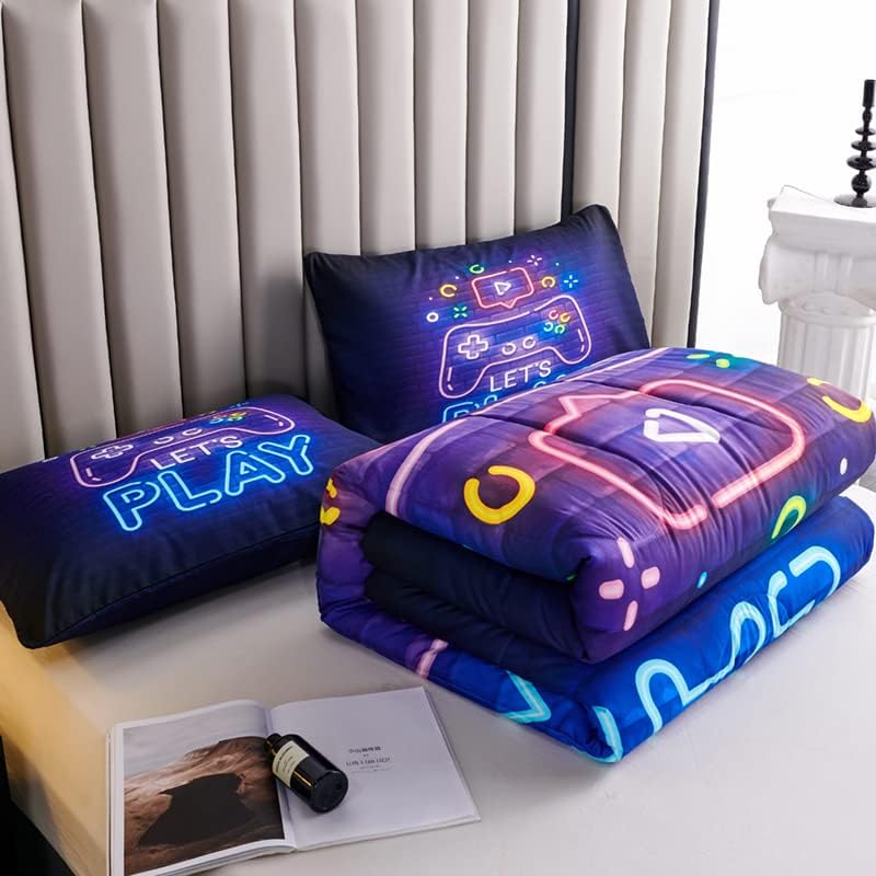 Football Comforter Sets,6 PCS Football Bedding Set,Kids Comforter Sets for Boys,Twin Black and Gold Bed Sets for Boys,Bed in A Bag with Sheets