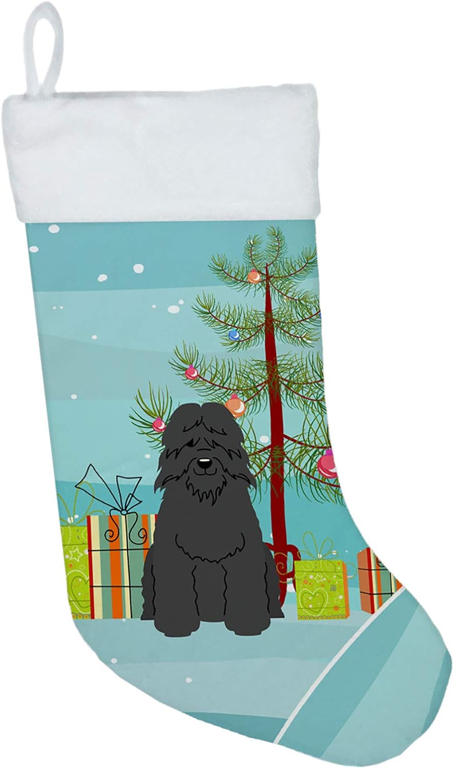 Merry Christmas Tree Dogue de Bordeaux Stocking - Festive Fireplace Decor for Holidays