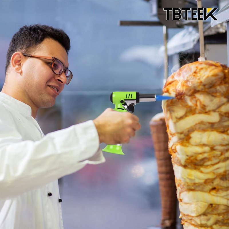 TBTeek Torch Lighter with Butane Included, T907 Butane Torch with 180ml Fuel Refill, Refiilable Kitchen Torch Lighter with Adjustable Flame for BBQ, Brulee Creme, Crafts and Soldering (1 Can)
