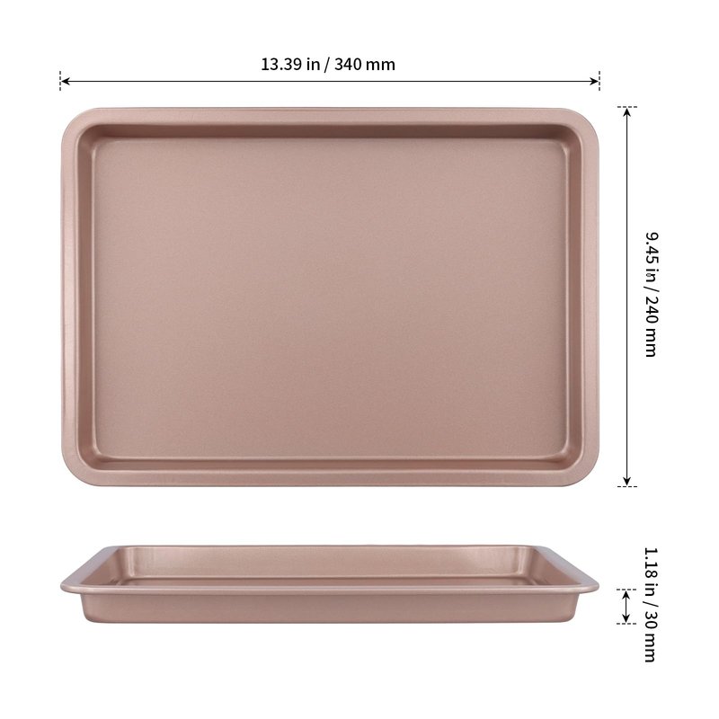 SHEUTSAN 4 Pack Gold Baking Sheet Pan, 13 x 9 x 1 Inch Carbon Steel Oven Tray, Cookie Sheet Pans for Cooking, Roasting