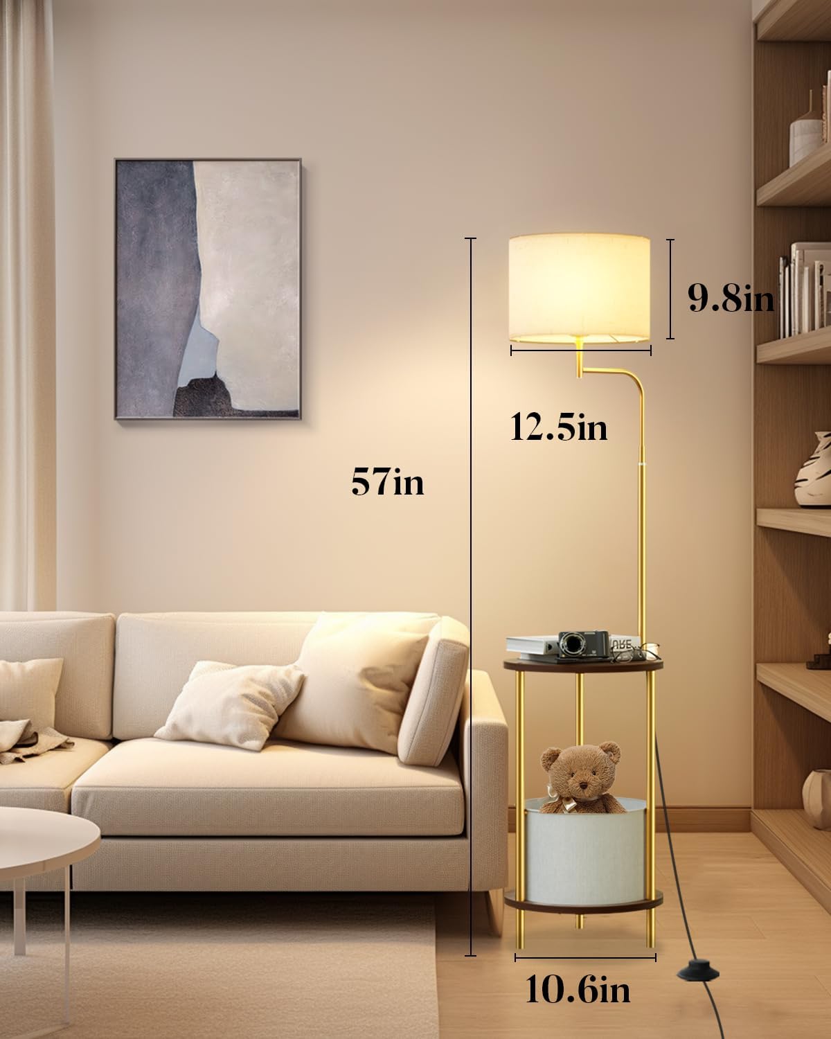 Tripod Floor Lamp, Black Standing Lamps with E26 Bulb Included, Mid Century Modern Tall Lamps for Living Room Bedroom Home Decor
