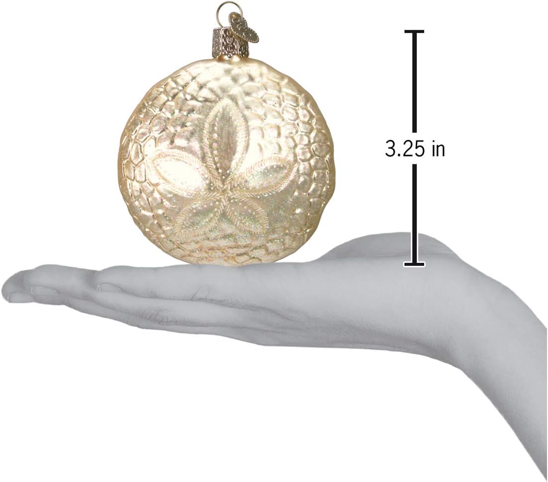 Beach Shells Glass Blown Ornaments for Christmas Tree - Junonia Shell, Tan/Brown/White/Gold