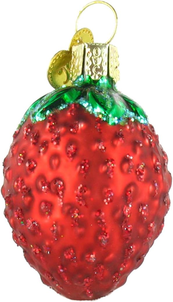 Chocolate Dipped Strawberry Glass Blown Christmas Ornaments - Old World Christmas (28116)