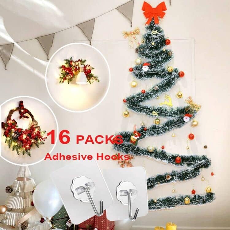 ZESLMG Heavy-Duty Adhesive Wall Hooks - 16 Pack Clear Self-Sticky Hooks for Towel, Key, and Coat