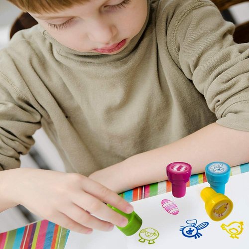 ArtCreativity Easter Stamps for Kids, 6 Pieces Assorted Pre-Inked Stampers, Easter Party Supplies and Favors, Goodie Bag Fillers, Easter Basket Essentials Rubber Stamp, Cute Surprise Toys