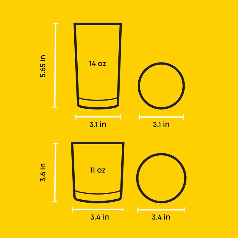 JoyJolt Alain Drinking Glasses Set of 8 Glass Tumblers. Highball 14oz Bar Glasses and Lowball 10oz Rocks Glasses Set. Cocktail, Juice, Whiskey Glasses or Water Glasses. Kitchen or Bar Glassware Set