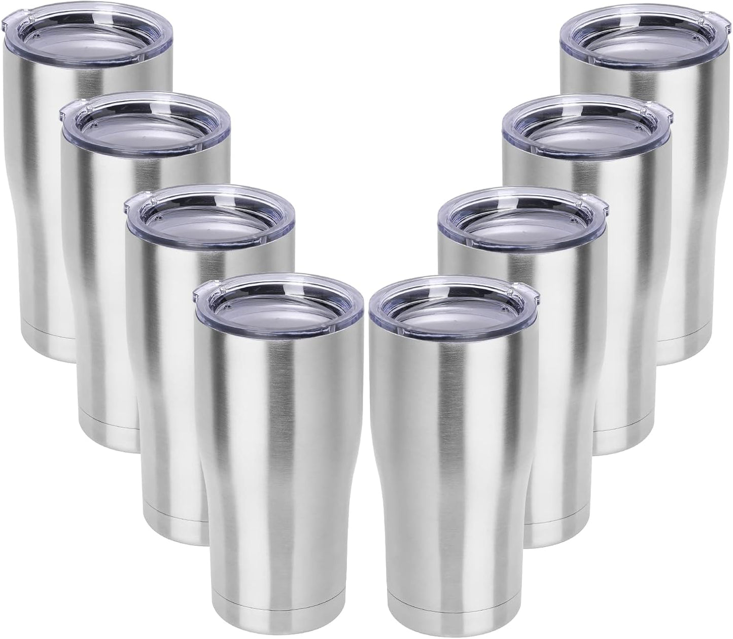 DOMICARE 20oz Tumbler with Lid Stainless Steel Tumblers Bulk, Double Wall Vacuum Insulated Coffee Travel Mug Powder Coated Tumbler, 8 Pack Purple