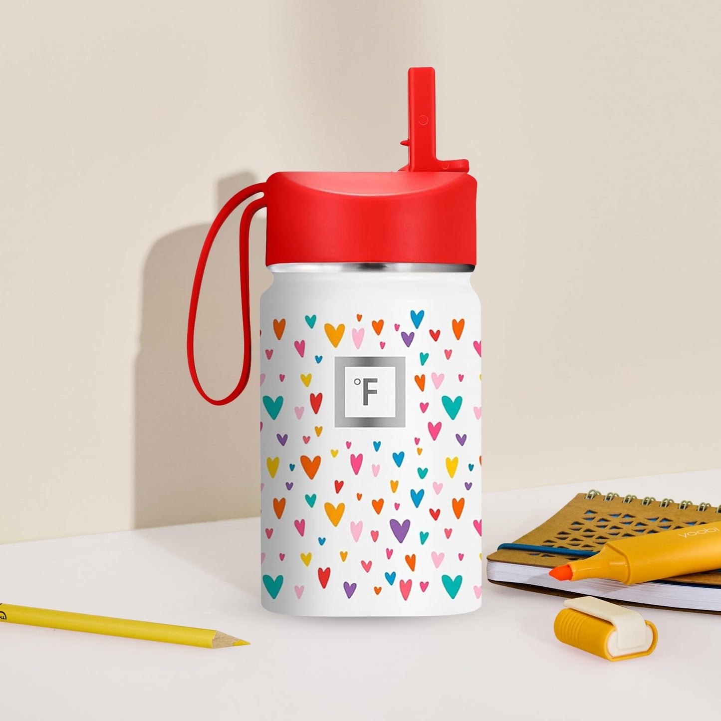 IRON °FLASK Kids Water Bottle - Straw Lid, 20 Name Stickers, Vacuum Insulated Stainless Steel, Double Walled Tumbler Travel Cup, Mug - Stardust Unicorns, 14 Oz