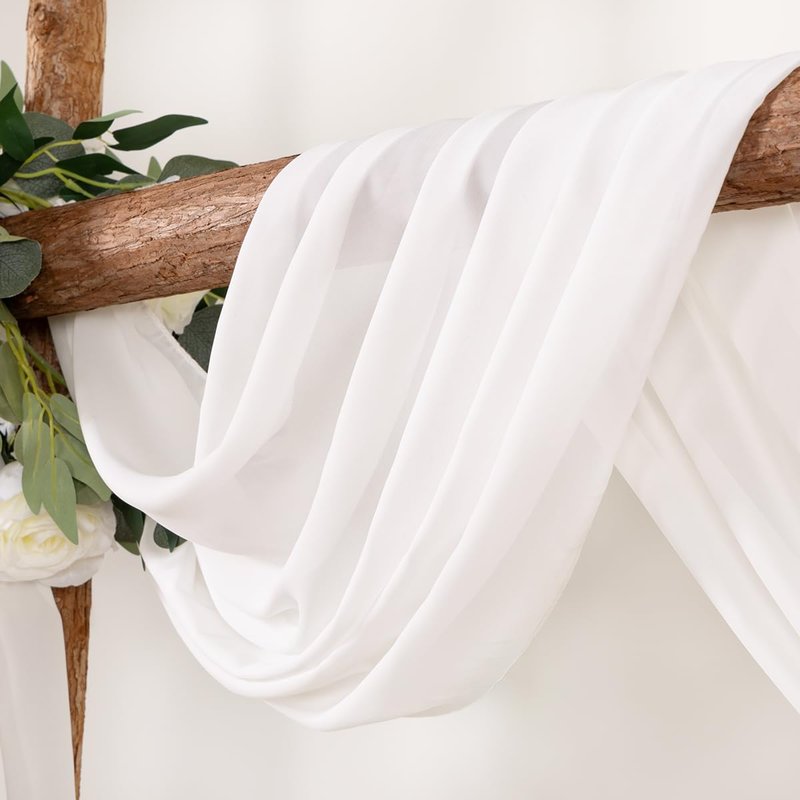 LINXTAR Ivory Wedding Arch Draping Fabric 30'' x 18FT Sheer Chiffon Arch Drape Backdrop 2 Panel Drapes for Easter Bridal Shower Baby Shower Photo Booth Church Decor Birthday Party Outdoor Decoration