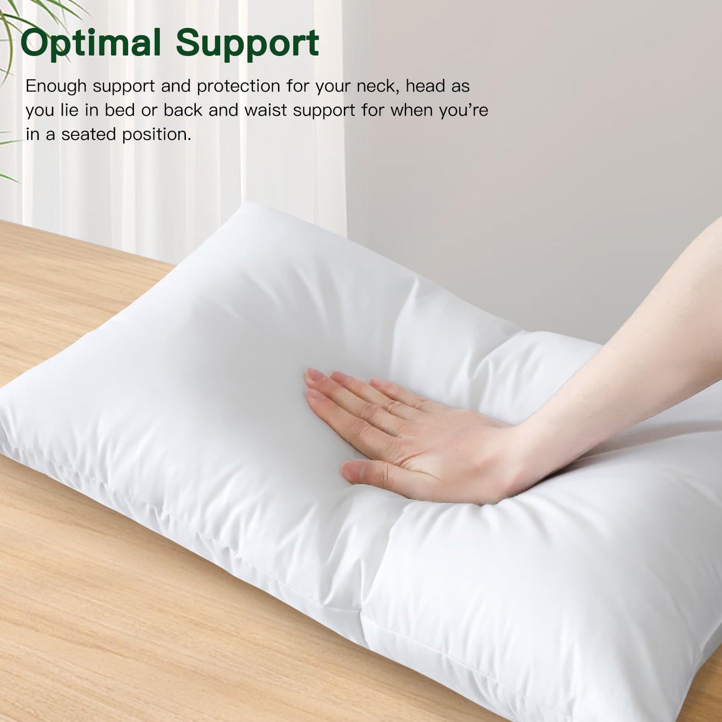 OTOSTAR Pack of 2 Down and Feather Throw Pillow Inserts, 12 x 20 Soft Fluffy Pillow Inserts with 100% Cotton Cover Decorative Pillows for Sofa Couch Bed-White