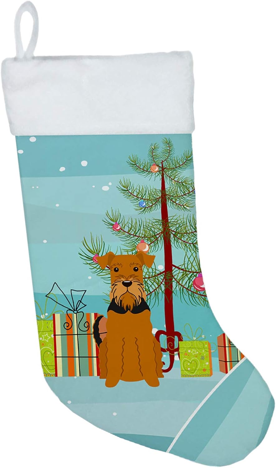 Merry Christmas Tree Dogue de Bordeaux Stocking - Festive Fireplace Decor for Holidays