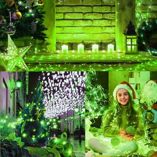 LAMPHOME Fairy Lights Plug in, 33Ft 100 LEDs Waterproof Twinkle Firefly Lights, Adaptor Included, Starry String Lights for Wedding Indoor Outdoor Christmas Patio Garden Decoration, Green