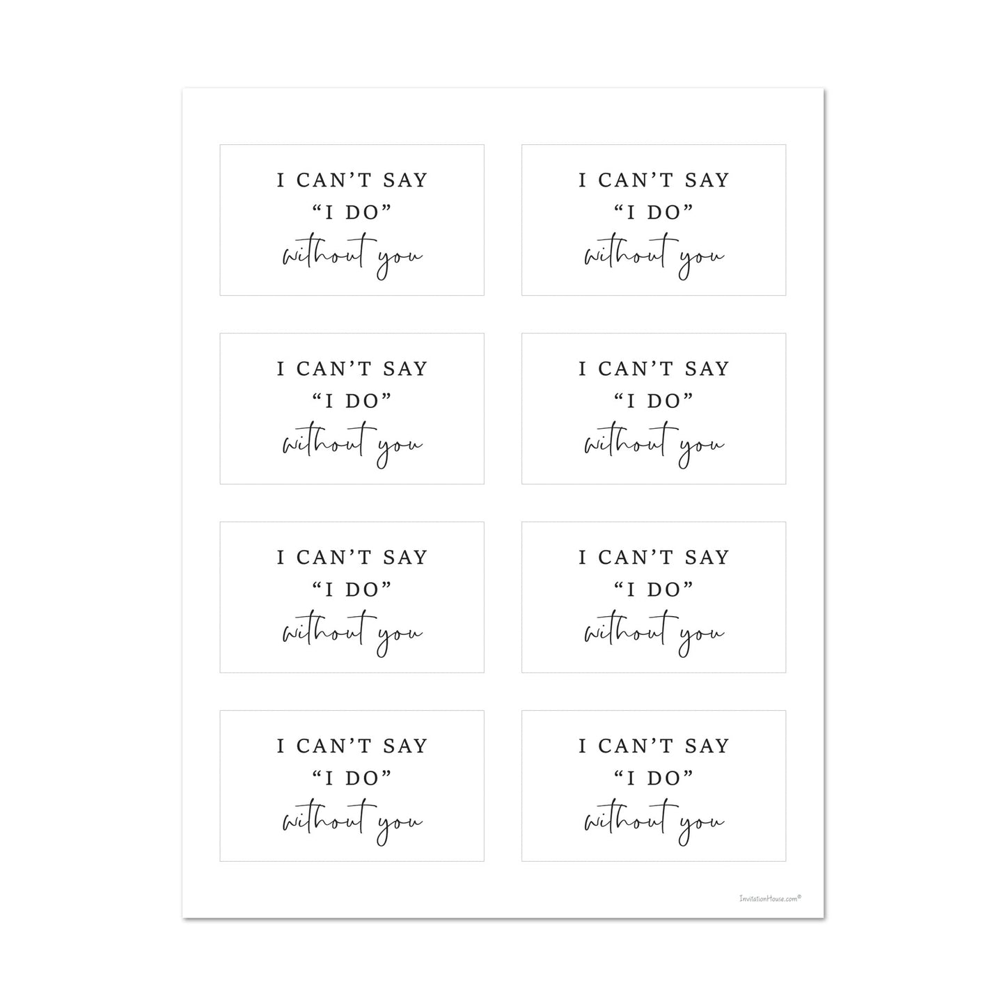 I Can't Say I Do Without You Bridesmaid Proposal Mini Champagne Labels - Set of 8 (Black)