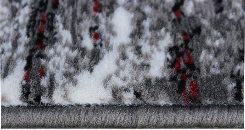 Masada Rugs, Modern Contemporary Runner Area Rug, Red Grey Black (2 Feet X 7 Feet)