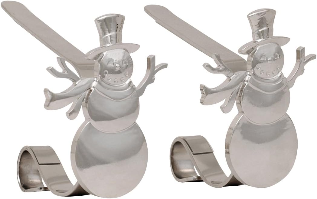 Gold MantleClip Stocking Holders Set - 4-Pack Removable ZINC Alloy Holiday Icons