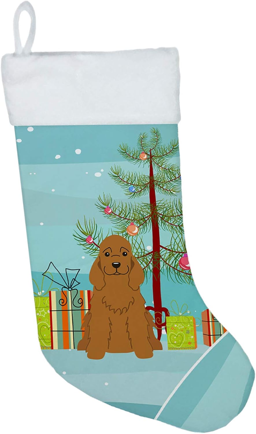 Merry Christmas Tree Dogue de Bordeaux Stocking - Festive Fireplace Decor for Holidays