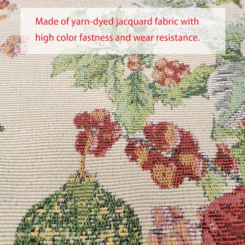 Ivory Christmas Poinsettia & Holly Throw Pillow Cover 18x18in with Red Piping