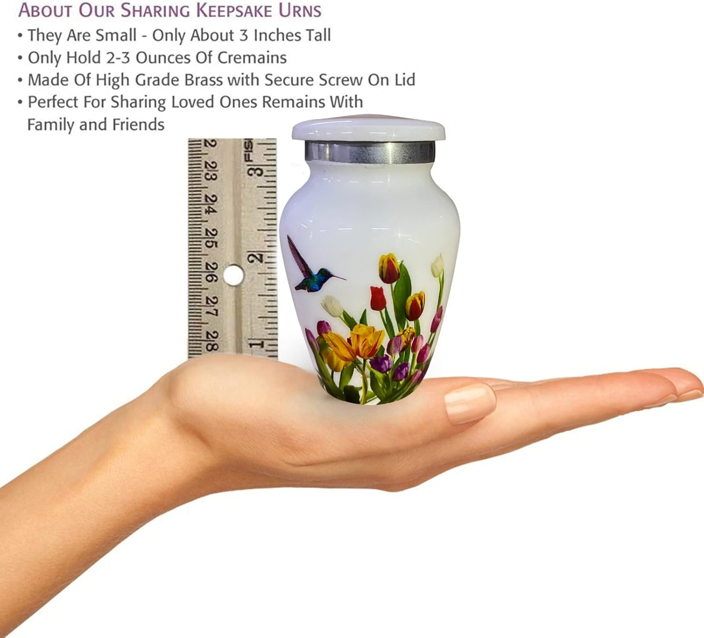 BOLD & DIVINE Adult Purple Hummingbird Cremation Urn | Human Ashes Adult Memorial urn, Burial, Funeral Cremation Urns | 200 Cubic Inches (Large Adult)