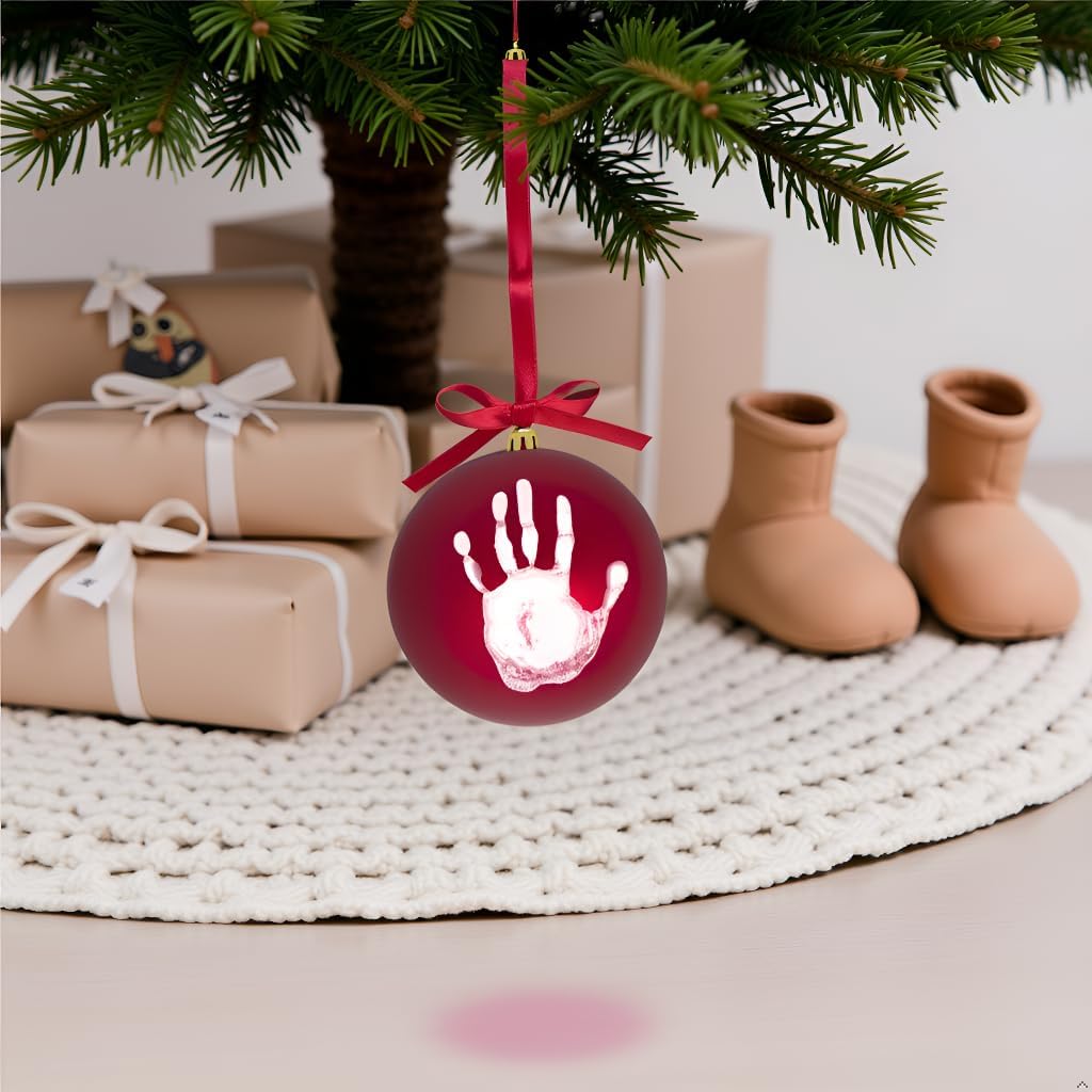 Christmas Baby Handprint Ornament Kit - DIY Keepsake Bauble with Paint for Newborns