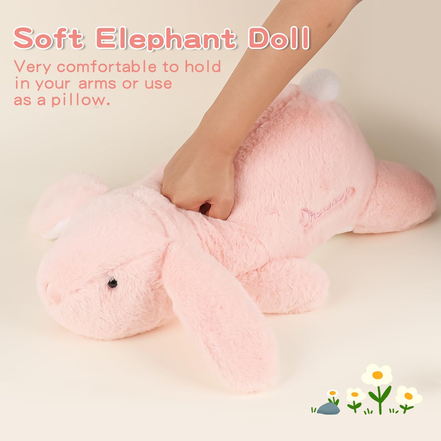 Kashabawangzi 24 inch Cute Giant Weighted Bunny Plush Soft Body Pillow, Large Rabbit Weighted Stuffed Animals Toys plushies, Gift for Kids Girls and Boy, Christmas, Birthdays