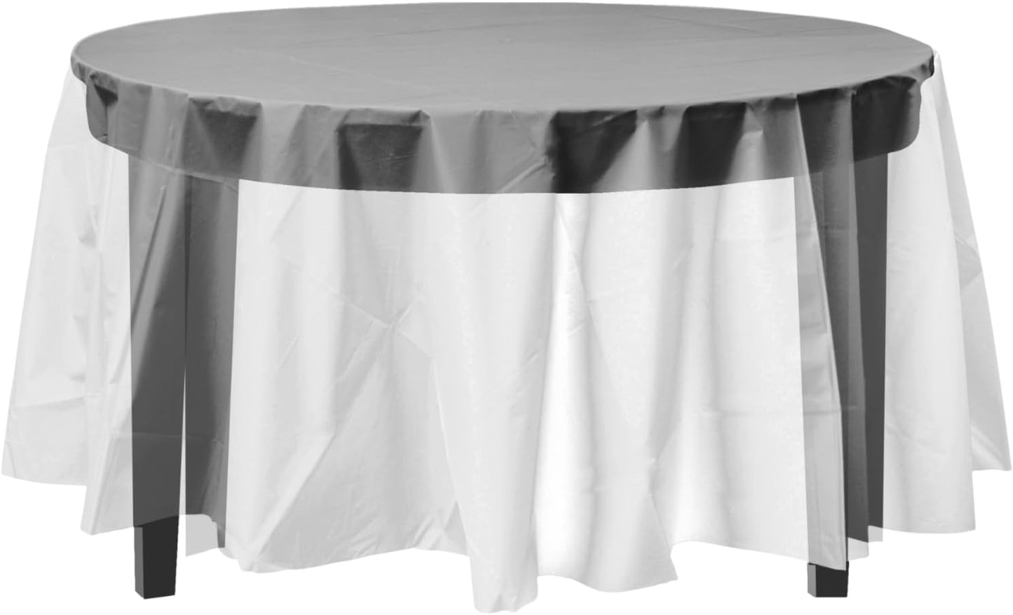 Ivory 84-Inch Round Tablecloth - 12-Pack Premium Plastic Party Supplies
