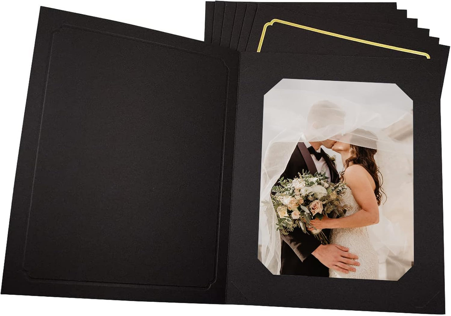 Golden State Art, Pack of 100, 6x8 or 8x10 Photo Folders, Cardboard Picture Frame, Paper Frame Cards, Greetings/Invitation Special Events: Graduation, Christmas, Wedding(Ivory)