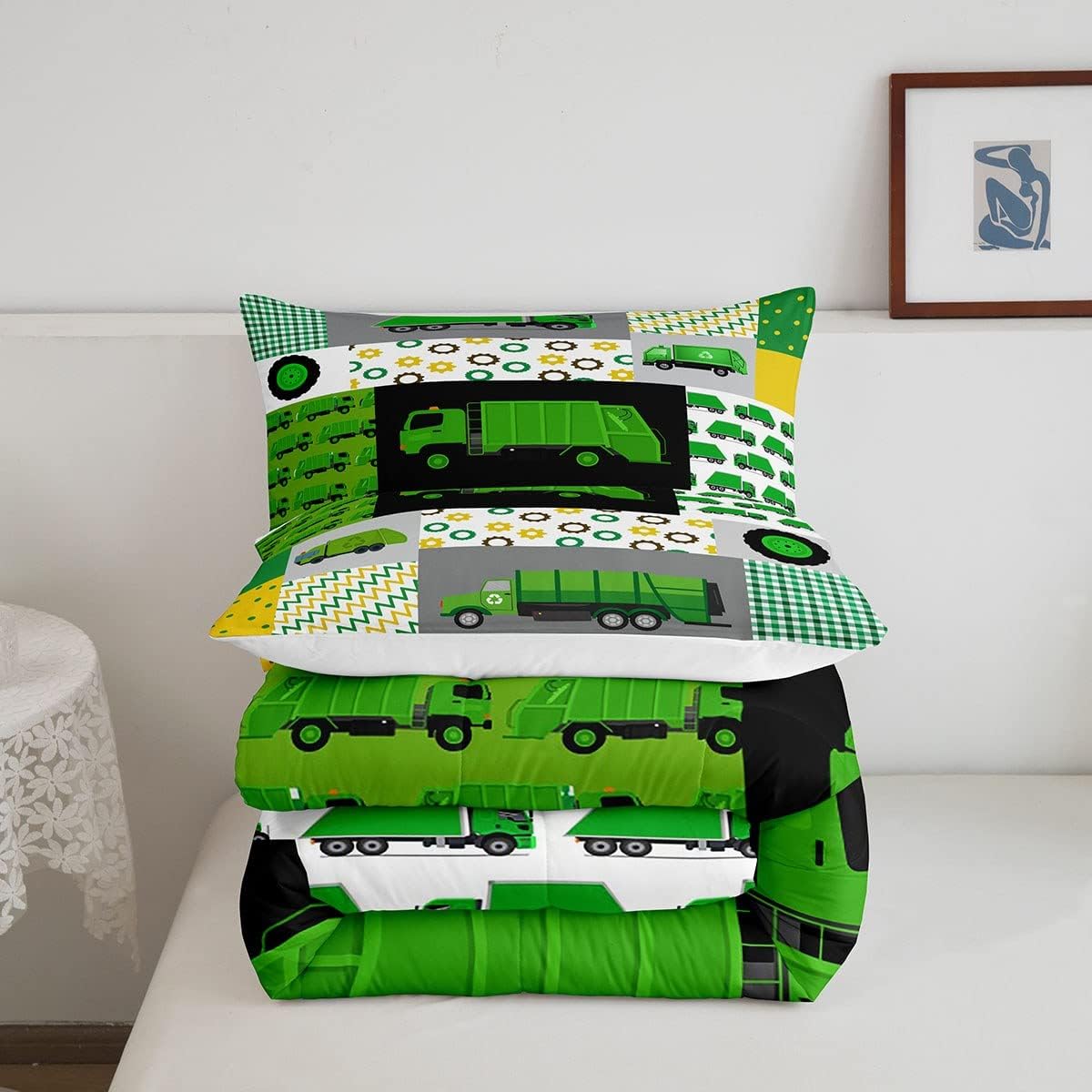 Cartoon Police Car Bedding Set Red Fire Truck Comforter Set for Kids Boys Fire Extinguisher Duvet Set Airplane Comforter 1 Comforter Set with 2 Pillowcases Full Size Boys