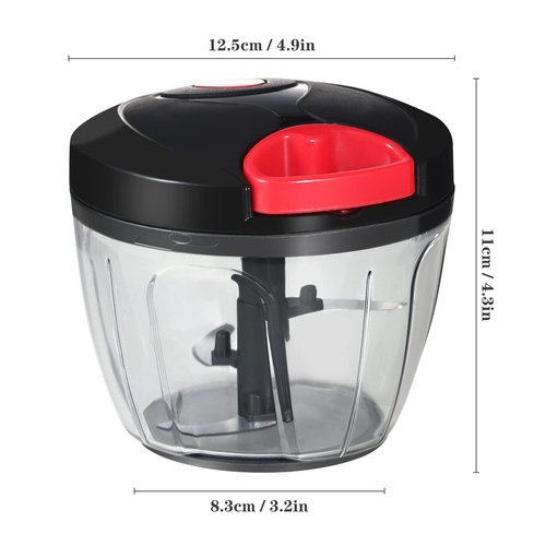 Cambom Manual Food Chopper Vegetable Cutter, Hand String Vegetable Chopper Onions Cutter for Vegetable Fruits Nuts BPA Free Food Safe Material, 500ml Black