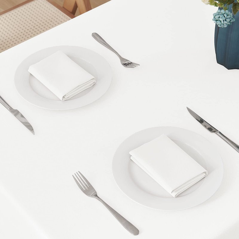 Veblandy Rectangle 6 Feet Tablecloth 60x104 inch Linen Textured Table Cloth Stain and Wrinkle Resistant Washable Polyester, Decorative Table Cover Waterproof for Dining, Buffet and Camping, White