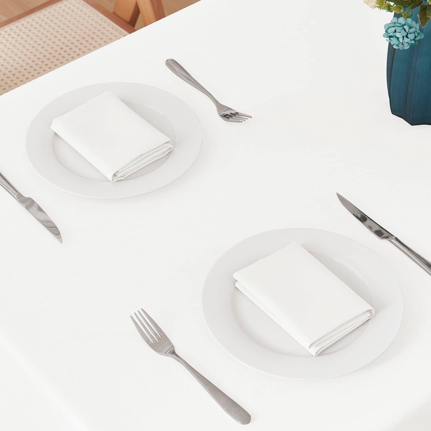 Veblandy Rectangle 6 Feet Tablecloth 60x104 inch Linen Textured Table Cloth Stain and Wrinkle Resistant Washable Polyester, Decorative Table Cover Waterproof for Dining, Buffet and Camping, White