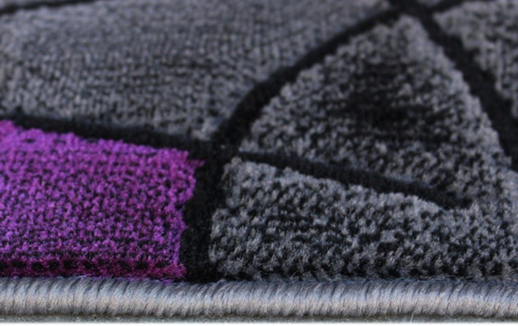 Masada Rugs, Modern Contemporary Abstract Runner Area Rug, (2 Feet X 7 Feet) Kitchen Mat, Hallway Rug, Purple Grey Black