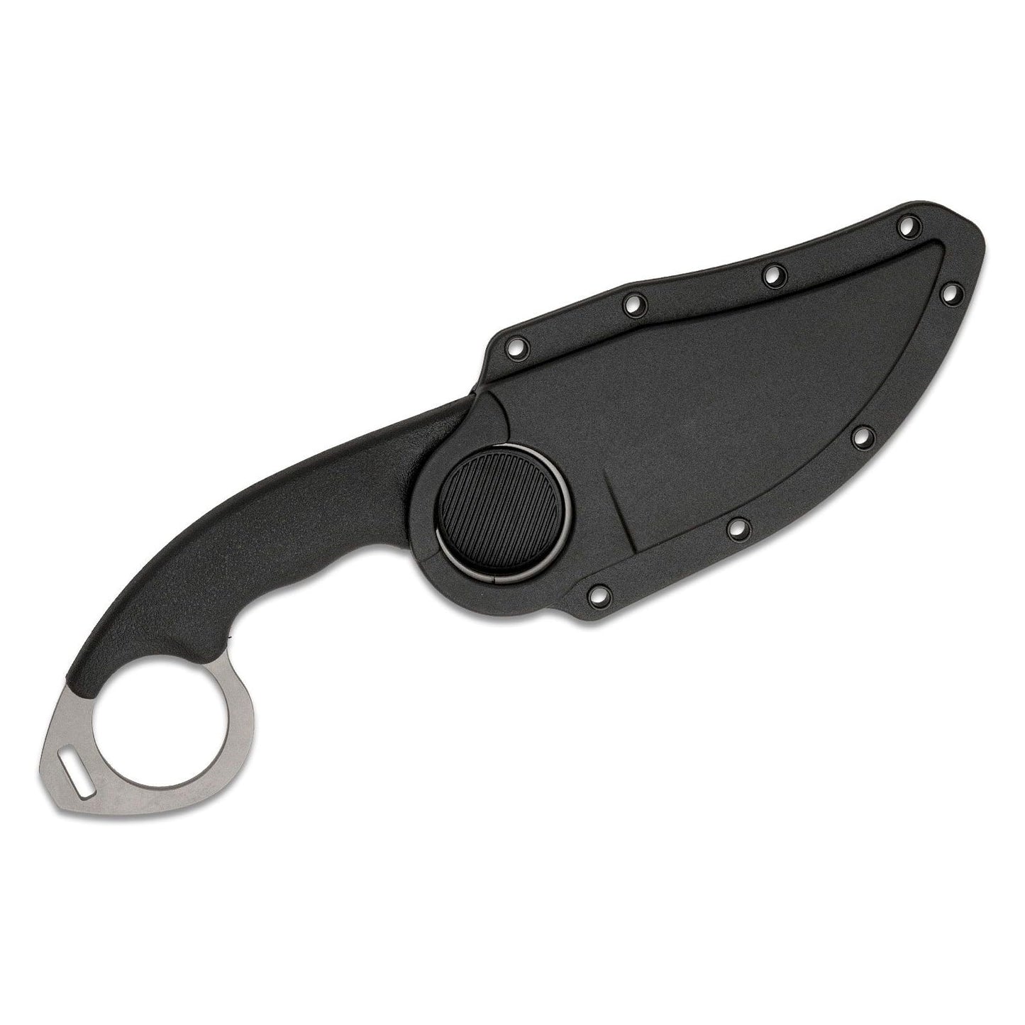 Cold Steel Double Agent II Serrated Edge Durable Lightweight Japanese AUS8A Steel Clip Point Shape 3" Fixed Blade Tactical Outdoor Hunting Knife, Griv-Ex Handle, Secure-Ex Sheath