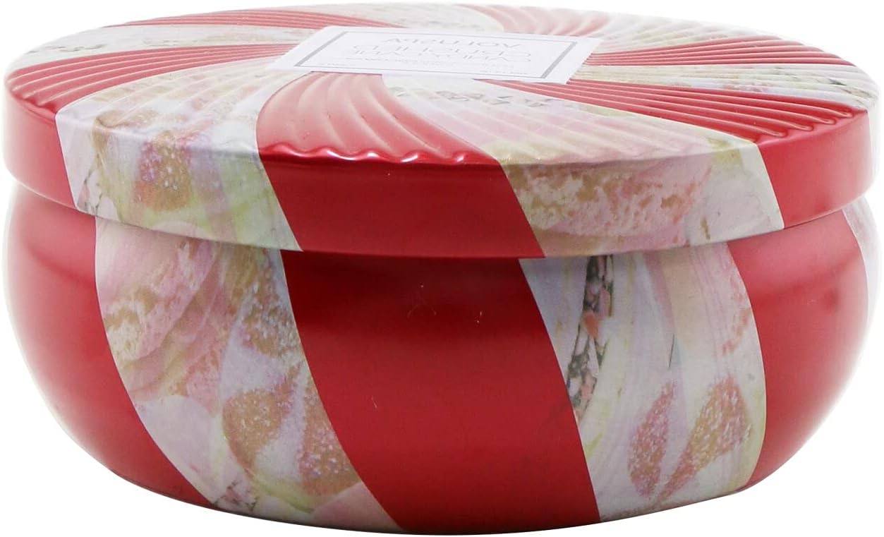 Voluspa Crushed Candy Cane Candle, Large Jar, 18 Oz, 100 Hour Burn Time, Coconut Wax, Holiday Candle