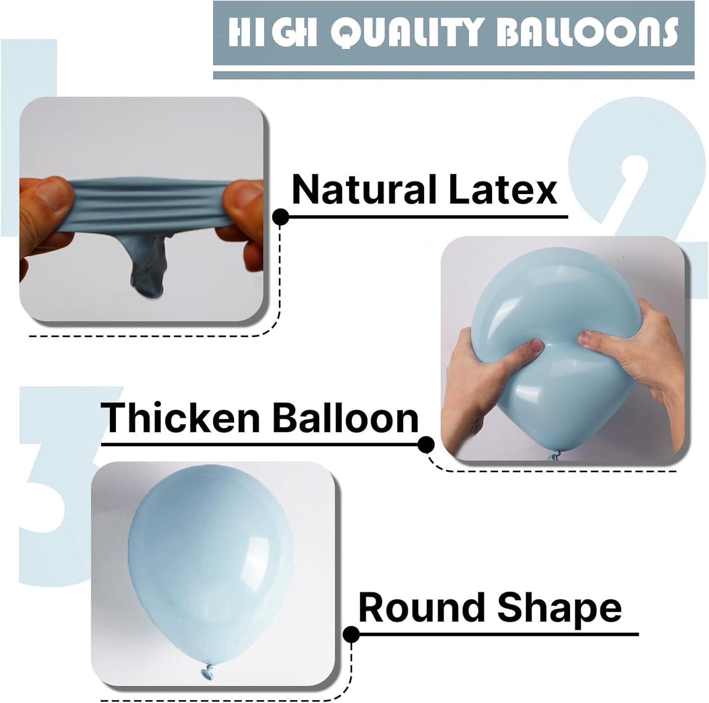PartyWoo Dusty Blue Balloons - 101pcs 12-Inch Light Blue Aqua Latex Helium Balloons for Weddings & Celebrations
