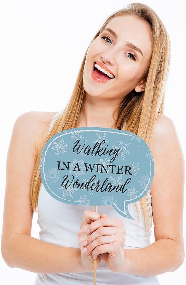 Winter Wonderland Photo Props Kit - 20 Snowflake Decorations for Holiday Parties & Weddings