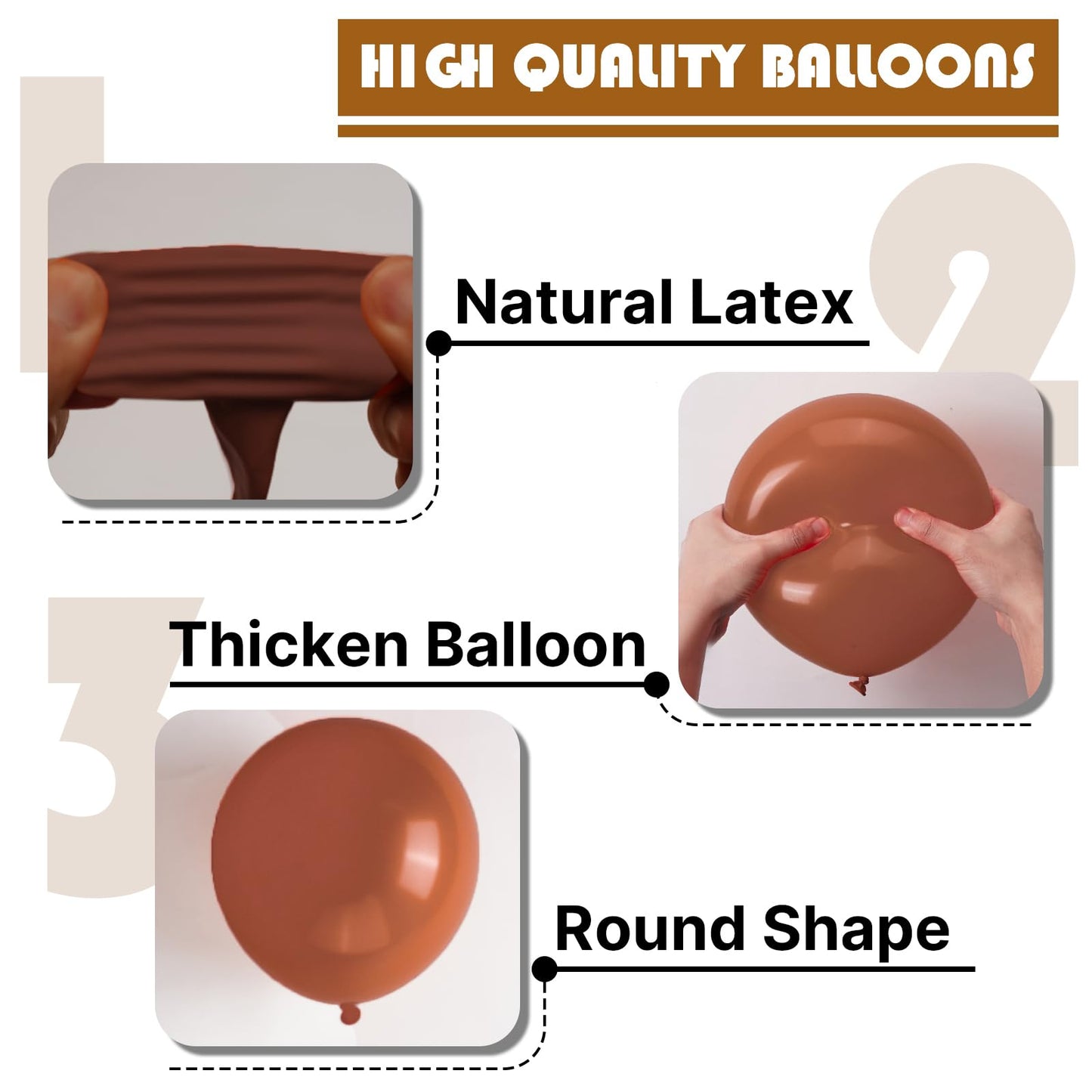 PartyWoo Dark Brown Balloons 100pcs Different Sizes of 36 18 12 10 5 Inch Boho Neutral Coffee Tan Balloon Arch Kit Garland for Birthday Boy Baby Shower Jungle Safari Fall Party Decorations Brown-F08