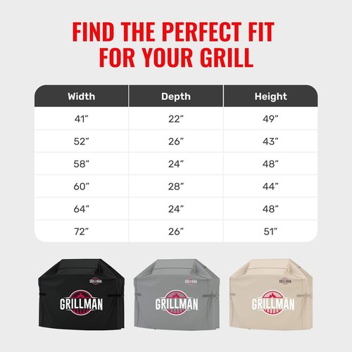 Grillman BBQ Grill Cover - Waterproof, Rip-Proof & Weather-Resistant | Fits 58-Inch Charcoal & Gas Grills (Black)