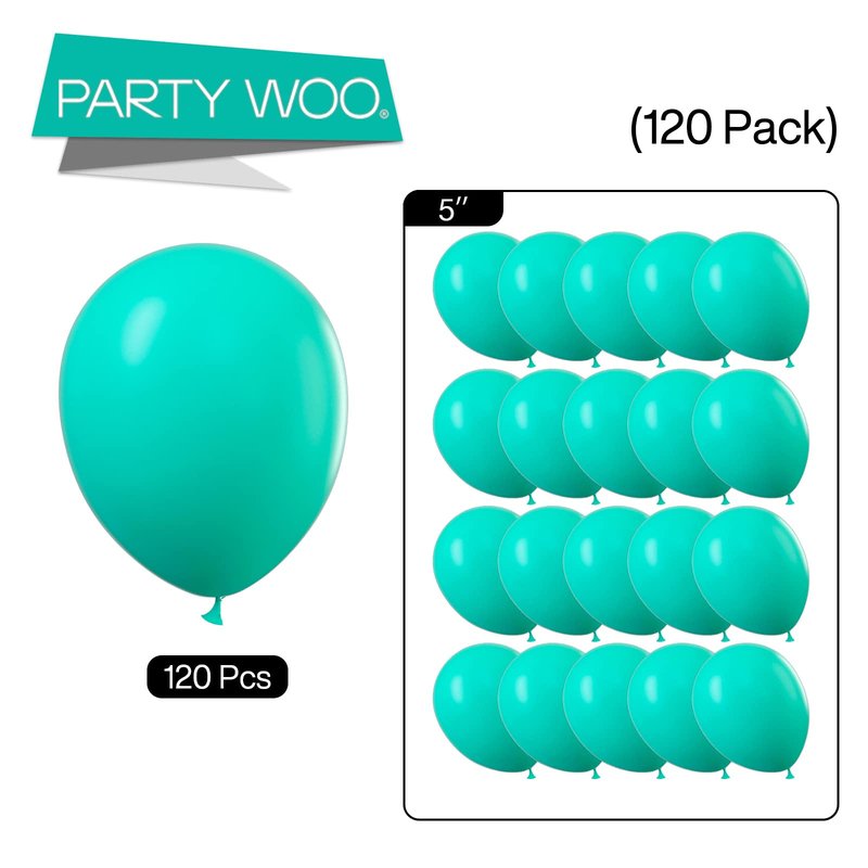 PartyWoo Teal Balloons 100pcs 5 Inch Turquoise Dark Teal Latex Balloons for Baby Shower Wedding Anniversary Gender Reveal Graduation Mermaid Birthday Pool Bachelorette Party Decorations Blue-Y69