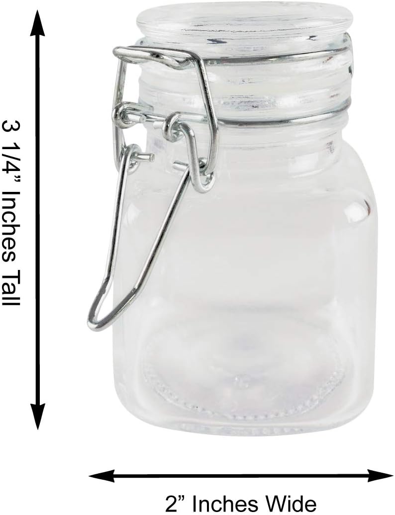 3oz Square Glass Jars with Hinge Lid - 4 Pack for Home, Crafts & Snacks