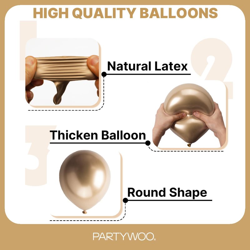 PartyWoo Metallic Gold Balloons 120pcs Different Sizes of 18 12 10 5 Inch Chrome Gold Balloon Arch Kit Garland for Birthday Graduation Baby Shower Wedding Bachelorette Party Decorations Gold-G127