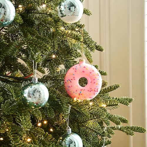 Joiedomi Pink Donut Glass Christmas Ornament - Tiny Blown Glass Holiday Ornament