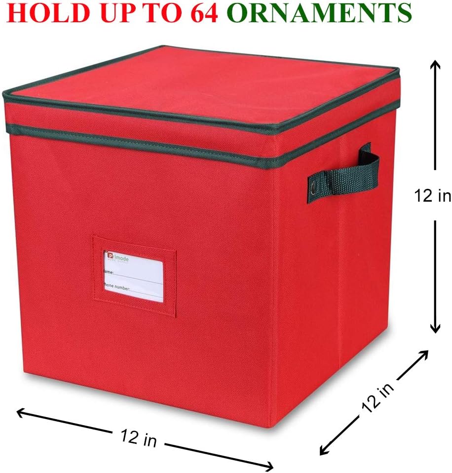 Christmas Ornament Storage Box - Holds 64 Ornaments, 4 Trays & Dividers, Durable 600D Oxford - Holiday Decoration Organizer (Green)