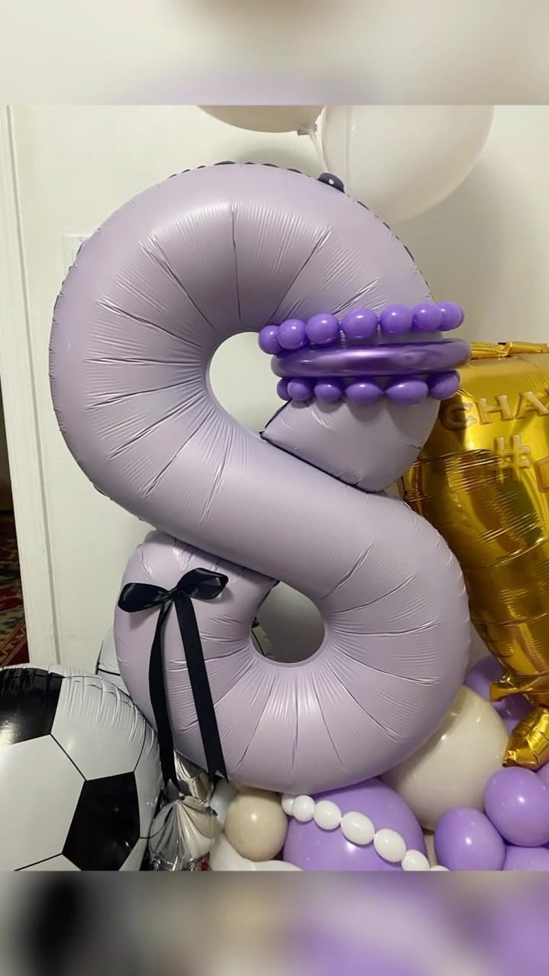 Lilac 2 Balloon, Number Balloons 40 Inch, 2nd Balloon Number Birthday Decorations, Lavender Second Two Birthday Party Supplies, Number 2 Balloon