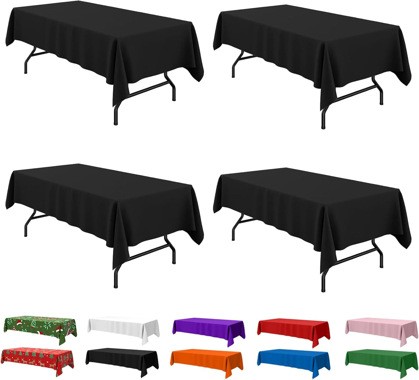 Niuara Rectangle Table Cloth - Black Disposable Table Cover | 54'' x 108'' | 4-Pack for Parties