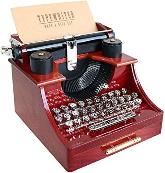 Vintage Typewriter Music Box for Home Office Décor - Unique Gift for Study Room